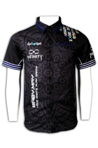 DS077 custom dart shirt design full printing dart shirt dart shirt manufacturer black front view